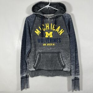 Michigan Wolverines Zen Hoodie Womens Size Medium Gray Blue Distressed Look